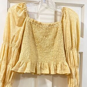 Love Riche Yellow Smocked Blouse